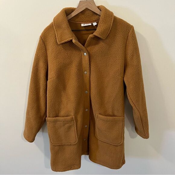 Denim & Co Regular Sherpa Bonded Fleece Snap Jacket | Size L - Picture 2 of 12